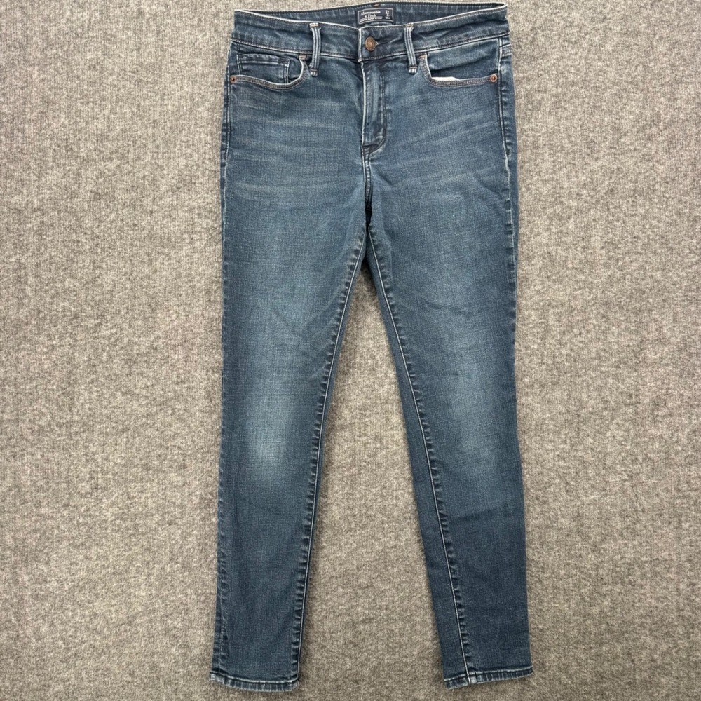 Abercrombie & Fitch Harper Super Skinny Jeans Blue Medium Wash 27 cropped Denim